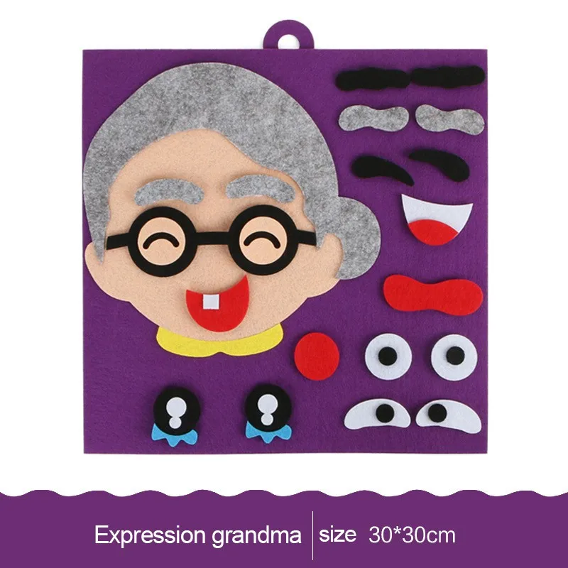 Забавные детские развивающие DIY эмоция мимика изменение нетканые наклейки головоломка творческие игрушки подарки e - Цвет: Grandmother