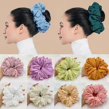 

1Pcs Muslim Fashion Bunch Hair Tie Female Stylish Beautiful Hijab Volumizing Scrunchie Colorful Soft Casual Chiffon Rubber Band