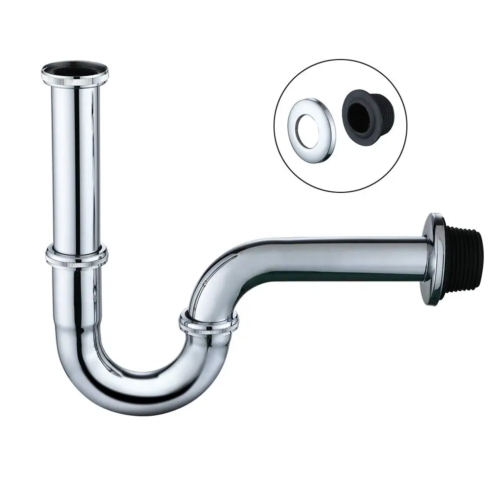 

ONECE Universal Siphon fÃ¼r Waschbecken RÃ¶hrensiphon aus Edelstahl Siphons inkl. Gummimanschette