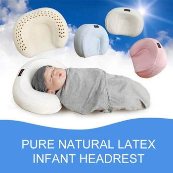 

Baby Latex Anti-deviation Head Shaped Pillow Newborn Infant Boy Girl Soft Solid Color Pillows Kids Bedding Dropshipping