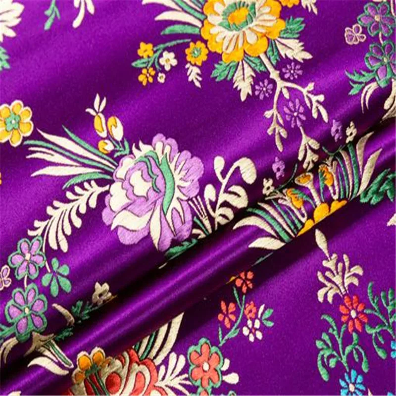 5 purple Жаккардовая полиэфирная ткань, парча, китайское цветение, краб-яблоко, дизайн, цветочный узор, ткань для роскошной женской одежды - Цвет: 5 purple