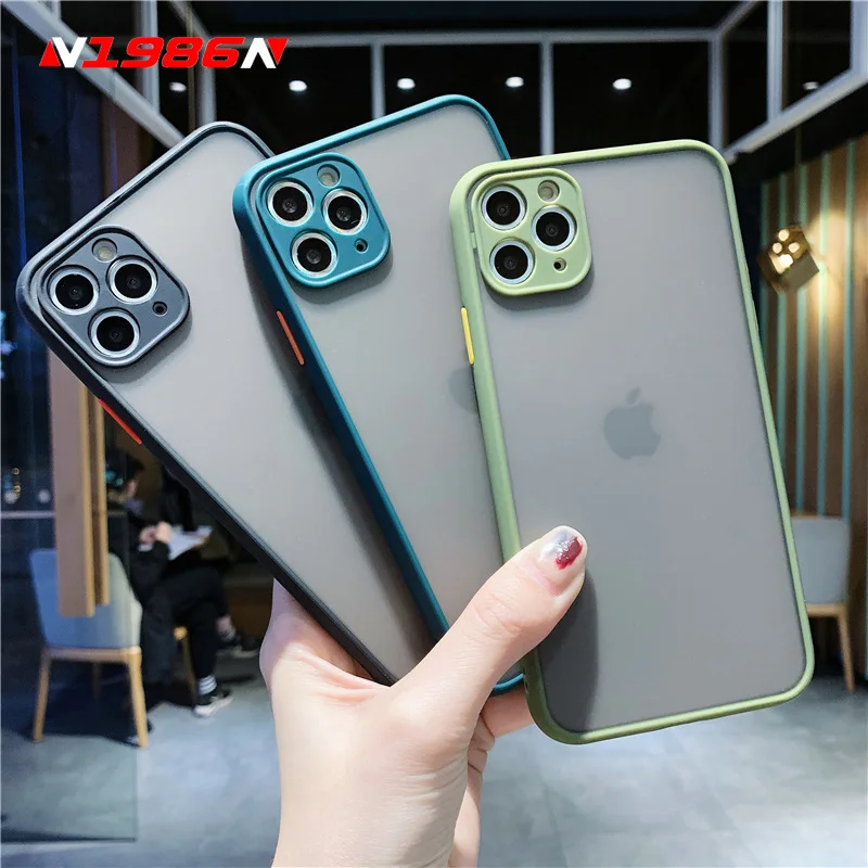 Защитный чехол N1986N для iPhone 11 Pro X XR XS Max 7 8 Plus с контрастной цветной рамкой Жесткий