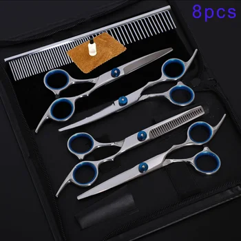 

5pcs Pet Trimming Tools Stainless Steel Grooming Combs Scissors with Storage Case TB Sale