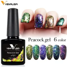 2020 nouveau Nail Art bricolage Design Venalisa souper brillant étoilé platine effet paon ongles peinture émail Gel vernis vernis laque(China)
