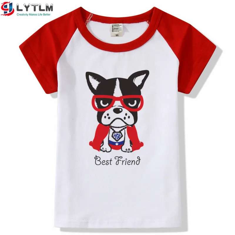 LYTLM Best Friend/футболки для девочек, футболка с рисунком собаки, топы для маленьких девочек, Harajuku Kawaii, футболка для маленьких мальчиков