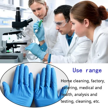 

Comfortable Nitrile Gloves 100pcs/boxes Safety Work Rubber Disposable Mechanical Laboratory Blue Soft Work Home Safety Gloves