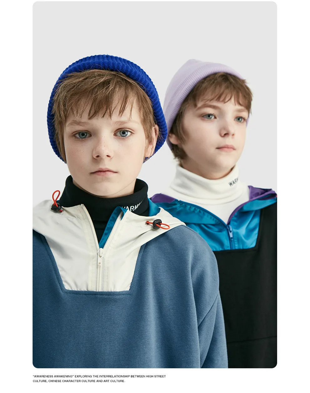 Ouyang& Ivan/Детский свитер с капюшоном; Новинка; Модный зимний ветрозащитный цветной свитер с капюшоном в стиле пэчворк; теплый хлопковый топ для мальчиков и девочек