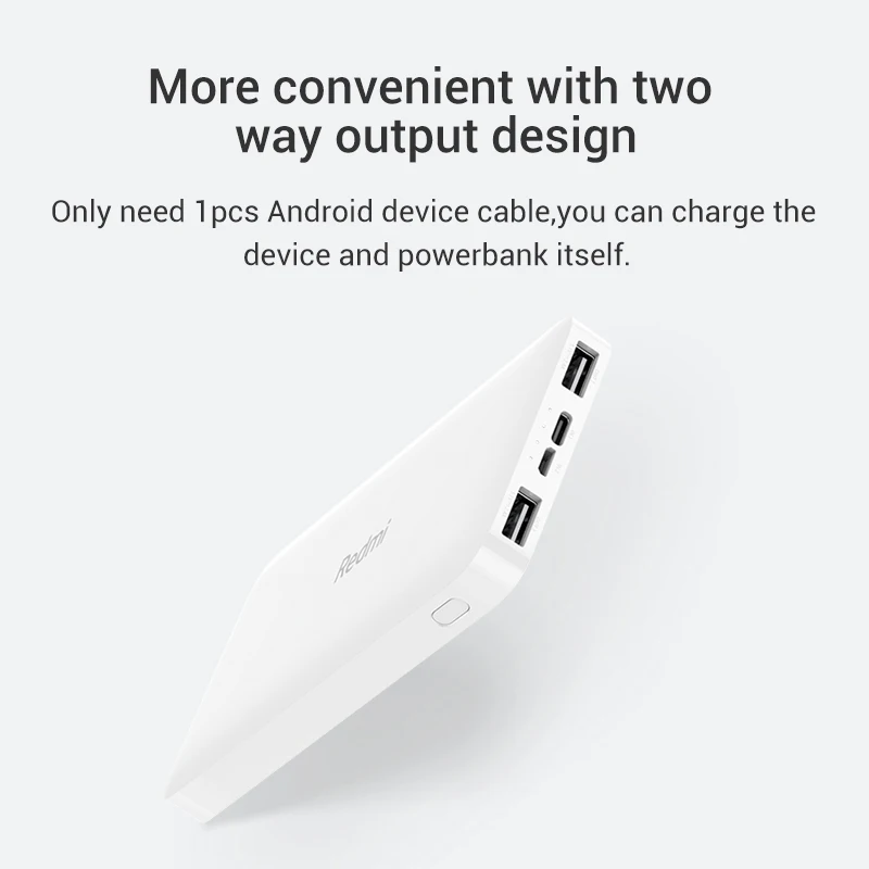 Xiaomi Redmi 10000 мАч Внешний аккумулятор внешний аккумулятор Двойной USB вход выход Двусторонняя зарядка портативный для телефона