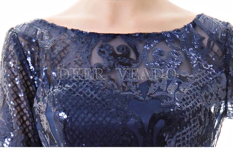 DEERVEADO Sexy Mermaid Evening Dress Long Formal Party Dresses Evening Gown Sequins Lace Occasion Dresses with Belt YS455