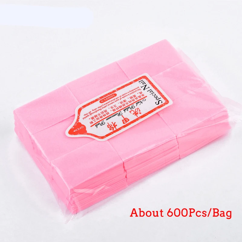 600Pcs-Pink 600 шт./пакет жидкость для снятия лака салфетки для очистки Безворсовая Ткань Бумага Pad био-Гели Soak off жидкость для снятия Маникюрный Инструмент - Цвет: 600Pcs-Pink