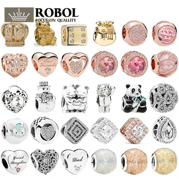

PBD ZZ 23 925 Silver Charm with Original Carved High Version Exquisite Rose Gold Crystal Charm charms for Women Fine Jewelry
