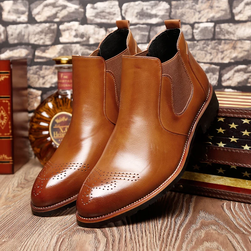 

Casual Bullock Style Men Chelsea Boots Spring Autumn Winter Fashion Ankle Boots Mens Formal Dress Shoes MD50
