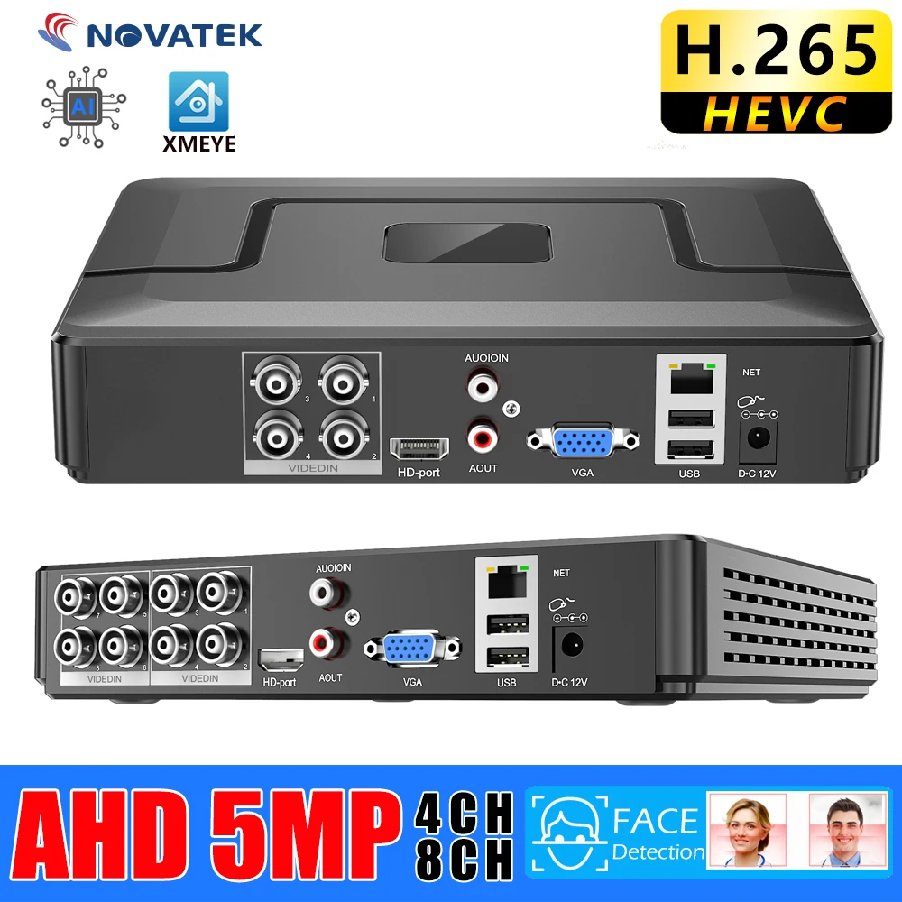 Для AHD 5MP Camera 8ch Dvr 4-канальная система видеонаблюдения распознавание лица диктофон