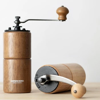

Manual Coffee Grinder Bean Conical Burr Wooden Coffee Mill for Espresso Fine Coarse Adjustable Portable for Travel Home Office