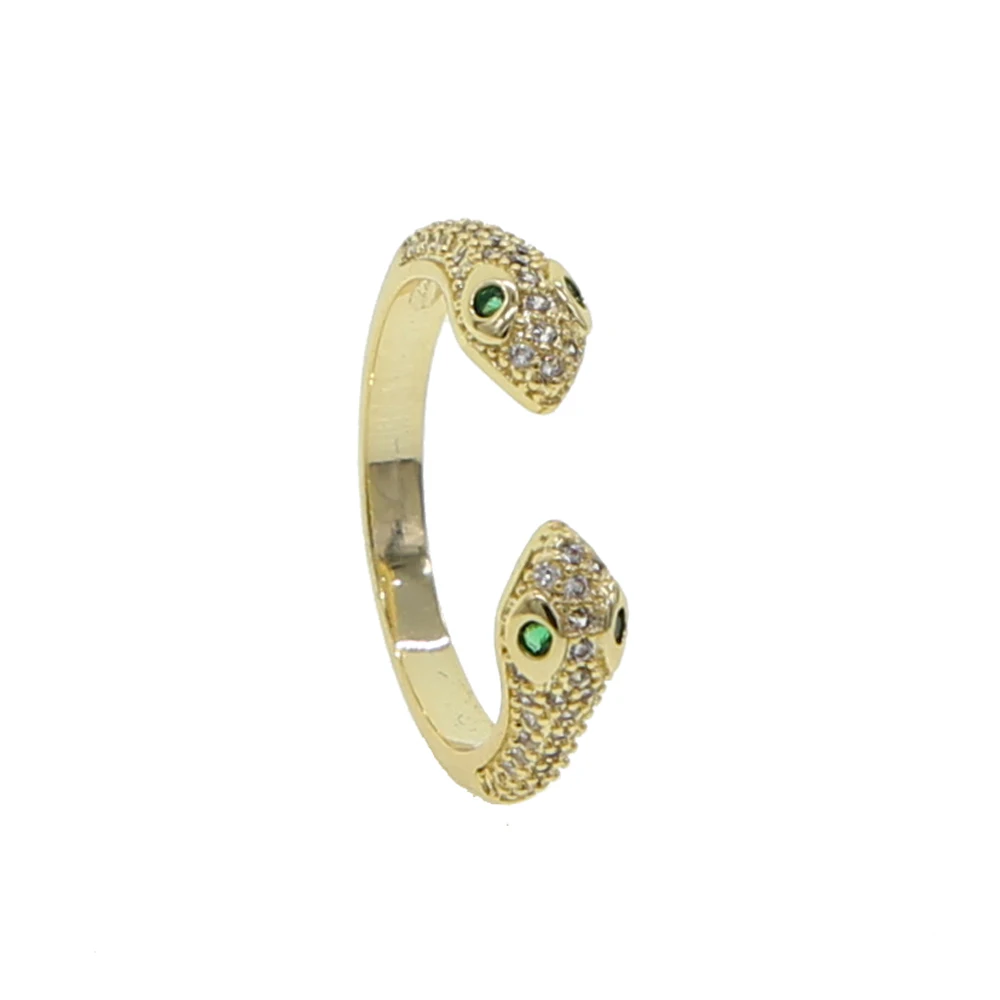 Fashion open adjusted women finger ring green clear cz paved classic snake shape wrap finger ring jewelry - Цвет основного камня: gold