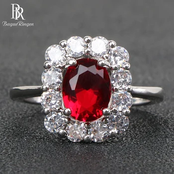 

Bague Ringen Geometry Rings for Women Jewelry Gemstones trendy silver 925 oval ruby ring charms Female Anniversary Gift size6-10