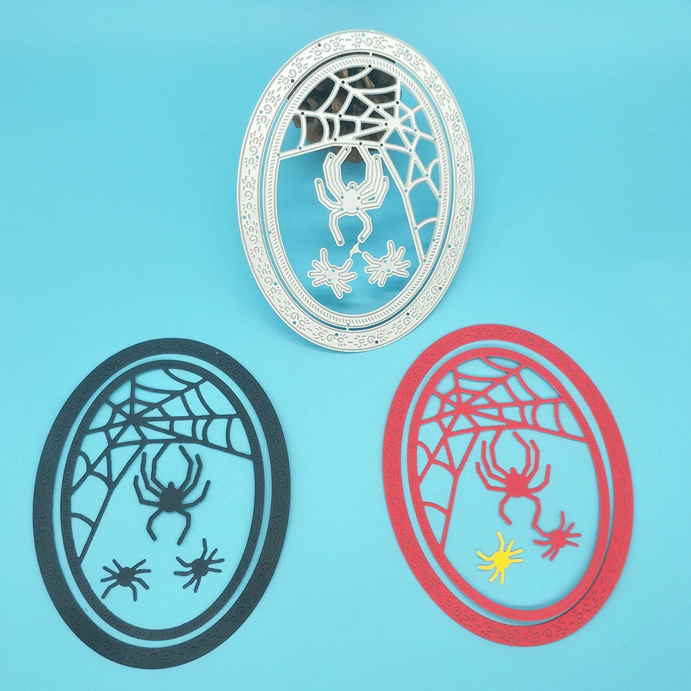 

Halloween oval spider web spider metal cutting template DIY scrapbook, card making, embossing crafts, photo album decoration