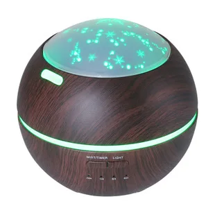 Hollow out Aroma Diffuser Cylindrical Wood Grain Air Purification Fragrance Machine Ultrasonic Colorful Ambience Light Wood Grai