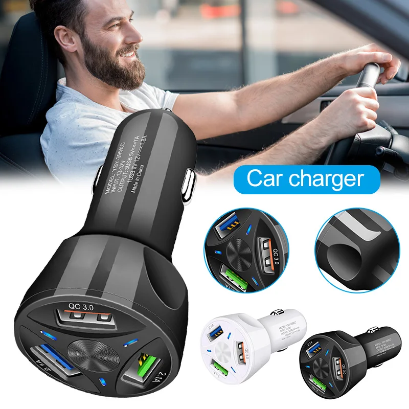 Горячая три порта Быстрая зарядка USB Автомобильное зарядное устройство для смартфона планшета