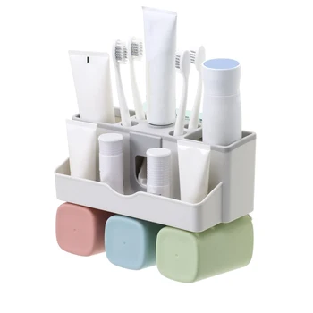 

Toothbrush Rack Toothpaste Dispenser Hands Free Toothpaste Squeezer for Hair Dryer with Cup Holder TB Sale