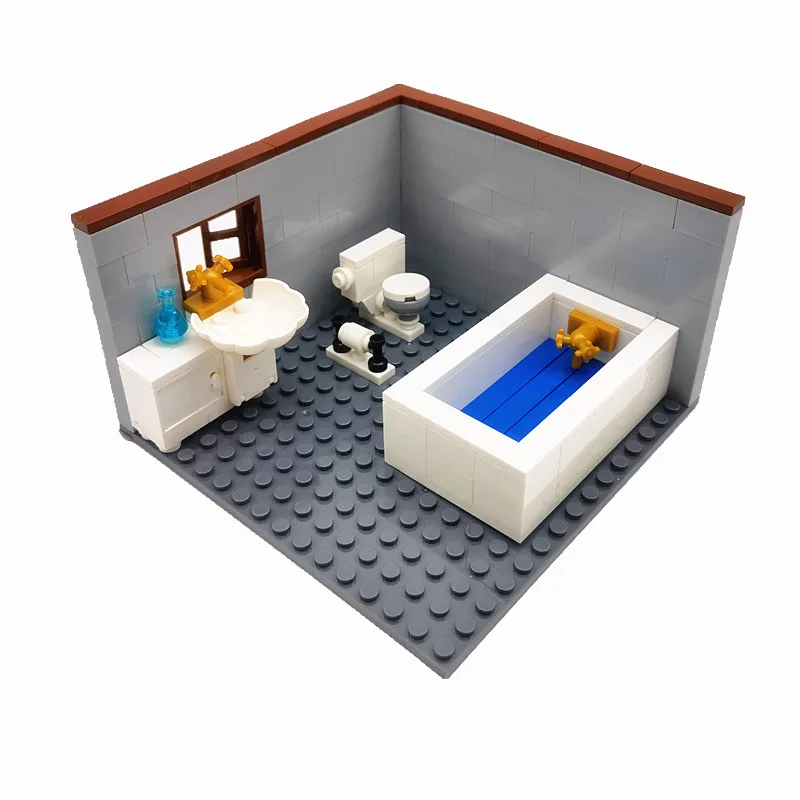 Building blocks Compatible Classic City Blocks House Furniture MOC for Kids DIY Toys Bathroom Toilet Hand Basin WC Closestool Building Bricks construction blocks racing car building blocks car building blocks anime block toys