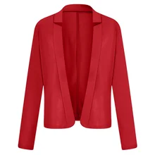 Женский пиджак с лацканами и длинным рукавом для офисных леди, однотонный пиджак, пиджак, M-2XL Размер
