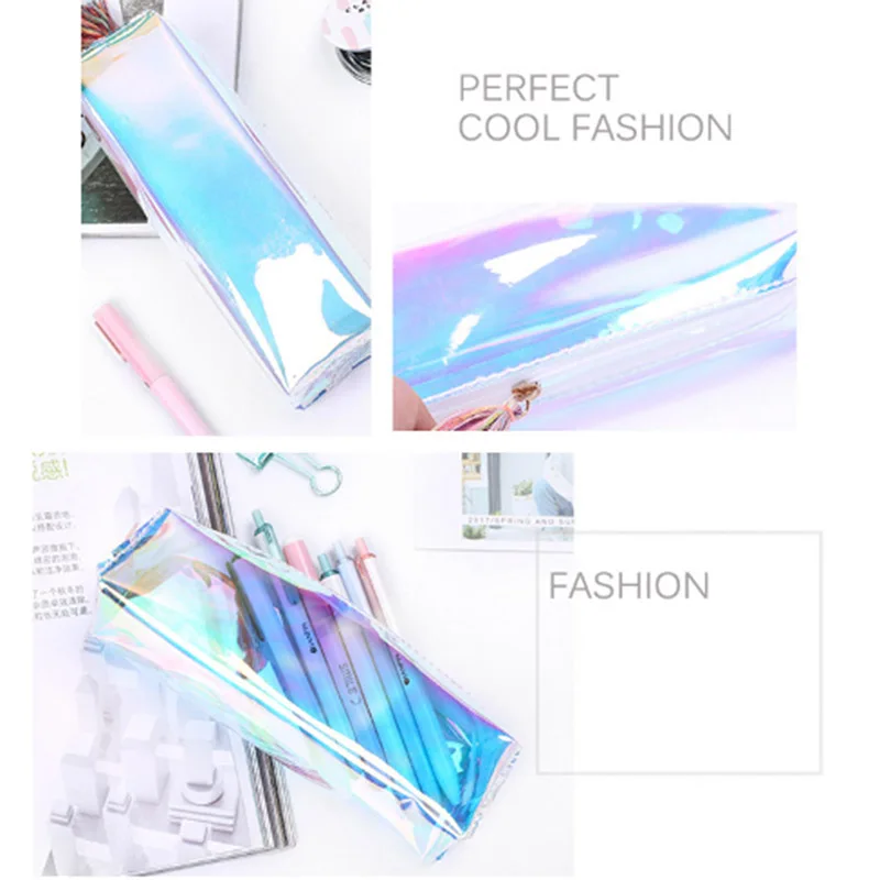 Чехол для ручки с прозрачными кисточками на молнии, сумка для карандашей, цветная Студенческая сумка для канцелярских принадлежностей GY88