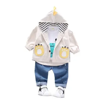 

New Spring Autumn Children Clothes Baby Boys Girls Hooded Jacket T Shirt Pants 3Pcs/sets Kids Infant Clothing Toddler Sportswear