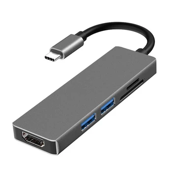 

USB C Hub HDMI Adapter for Pro 2019/2018/2017 5 in 1 Dongle USB-C to HDMI, SD/TF Card Reader and 2 Ports USB 3.0