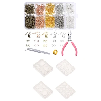 

Silicone Mold Diy Geometric Triple-cornered & 1128 Pieces Earring Making Supplies Kit with Earring Hooks
