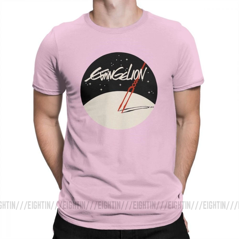 Мужские футболки Evangelion Lance Of Longinus, футболка с потрясающим круглым вырезом, одежда с короткими рукавами, летняя футболка из чистого хлопка - Цвет: Розовый
