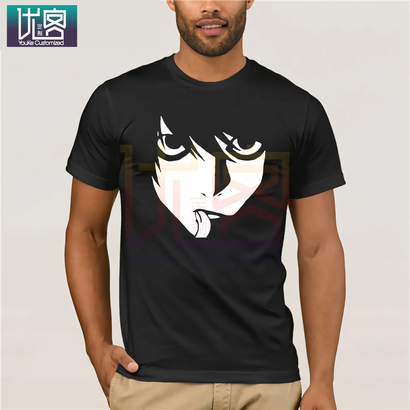 L Death Note Футболка 100% хлопок аниме футболка мужская забавная с коротким рукавом и