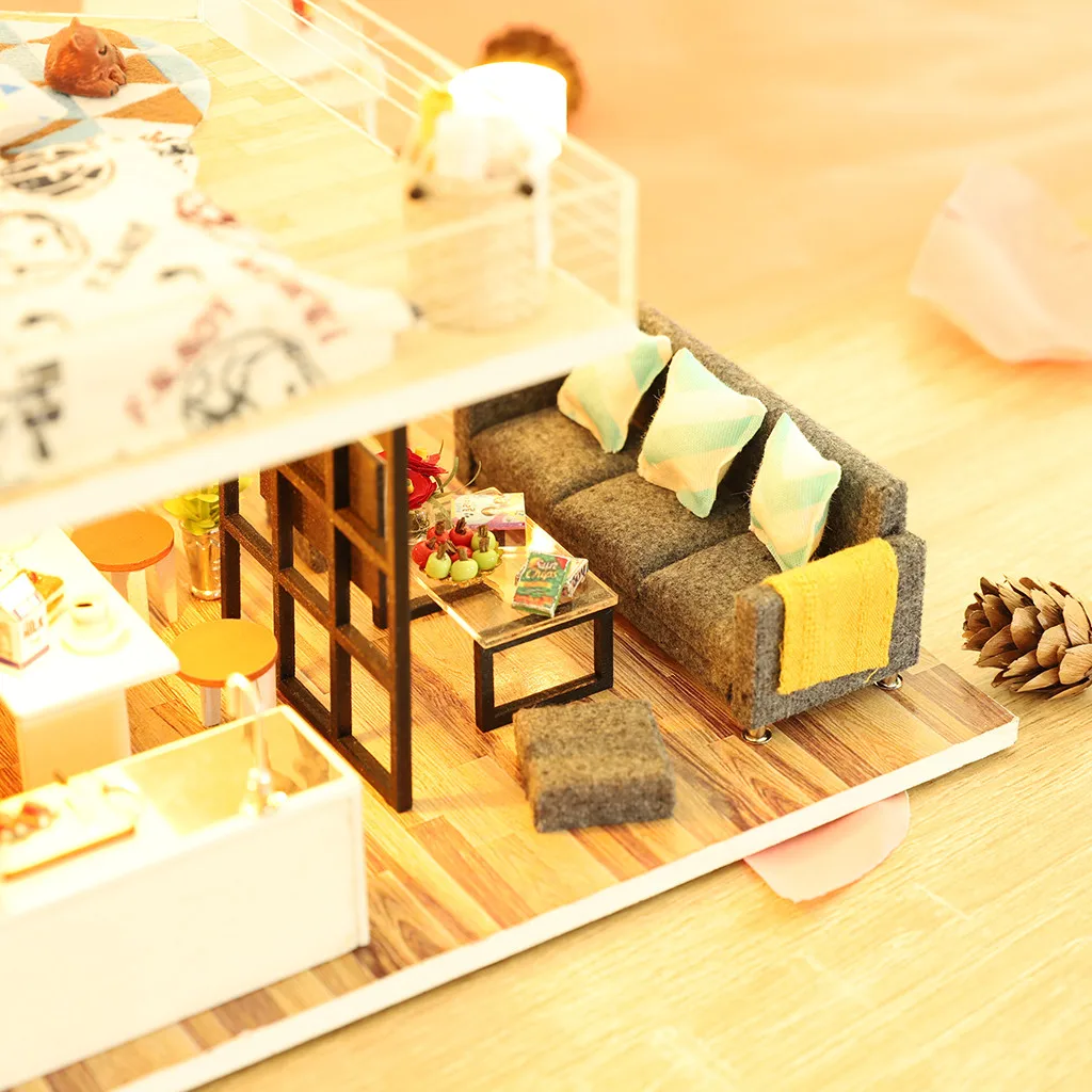 Обучающие игрушки для детей раннего образования, 3D деревянные DIY мебель для дома, светодиодный пазл, декоративные креативные подарки Y1022
