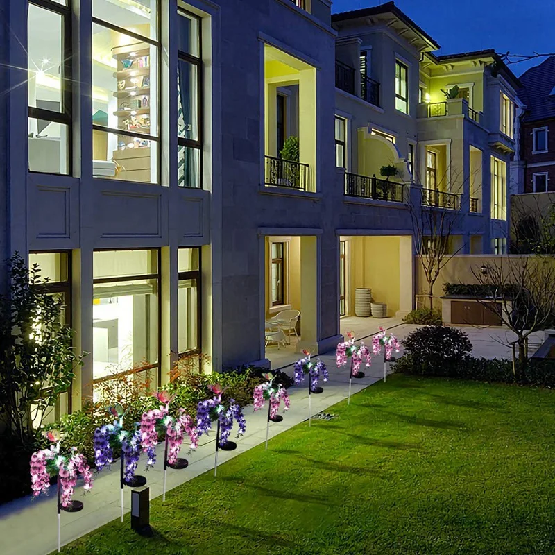 2 Pcs Solar Garden Lights Outdoor Christmas Butterfly LED Solar Powered Landscape Lights for Pathway Yard Patio Deck Walkway Dec