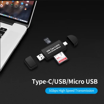 

Card Reader High-speed USB Micro USB Type-C/OTG Card Reader Writer TF SD Card Writer 3 In 1 OTG Card Reader for PC Smart Phones