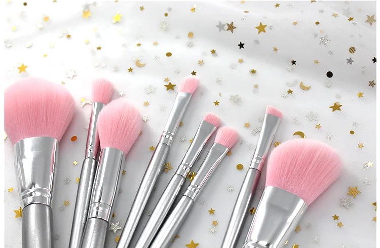 8 шт. набор серебряных кистей для макияжа pincel maquiagem Косметика maquillaje инструмент для макияжа Пудра Тени для век косметический набор