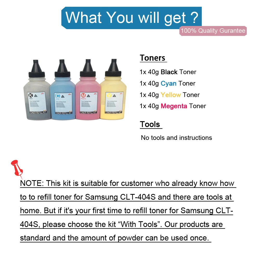 Заправка тонера порошок для samsung CLT-404s CLT-k404s Xpress C430w C480w C430 SL-C430w C480fw принтер совместимый с тонером, 4-Pack