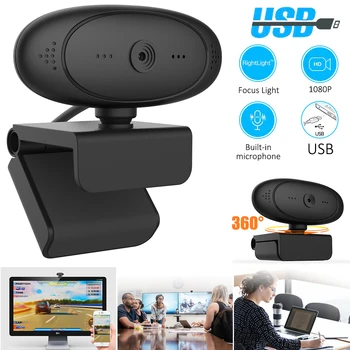 

360 degrees rotatable HD 1080p Webcam USB 2.0 Camera Video Recording Web Camera with Microphone For PC Computer