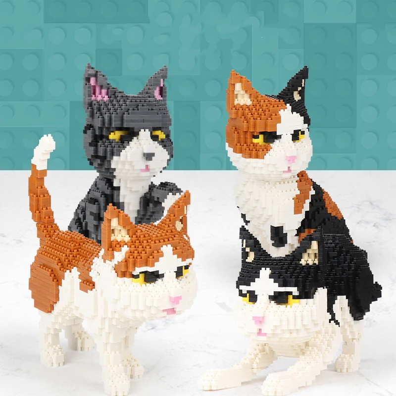 Balody Persian Cat Gray Kitten Pet Mini Diamond DIY Building Blocks Kids Toys 