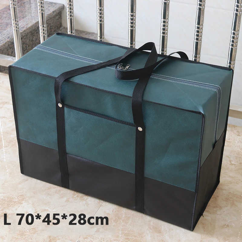 green L 70x45x28cm Переносная большая сумка из водонепроницаемого холста, Большая вместительная Мужская Дорожная сумка из ткани Оксфорд, стеганая сумка, упаковка для багажа - Цвет: green L 70x45x28cm