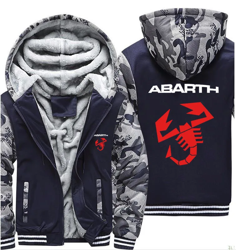 Мужские толстовки с капюшоном, автомобиль ABARTH, логотип, куртка с принтом, мужские толстовки, повседневные, зимние, утепленные, флис, хлопок, на молнии, реглан, пальто, мужские спортивные костюмы