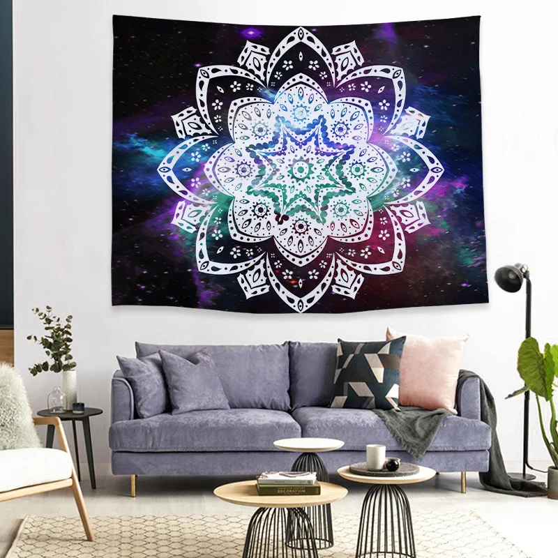 Mandala Bohemian tapestry ribbon lace wall hanging large tapestry psychedelic wall cloth carpet pad living room decoration - Цвет: Армейский зеленый