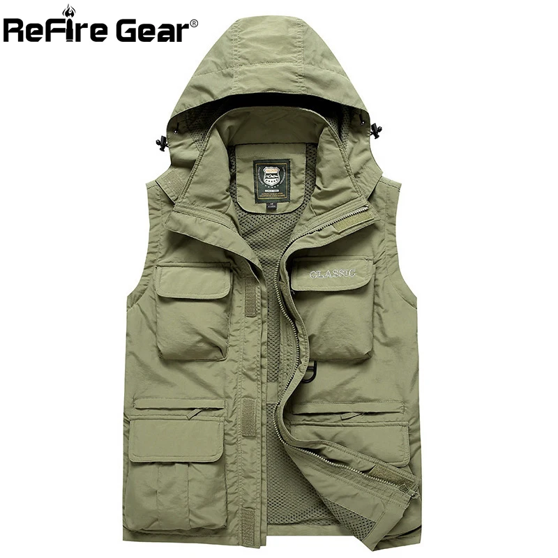 ReFire Gear Autumn Military Jackets Hooded Men Multi-pocket Army Tactical Cargo Jacket Casual Convertible Sleeve Windproof Coats