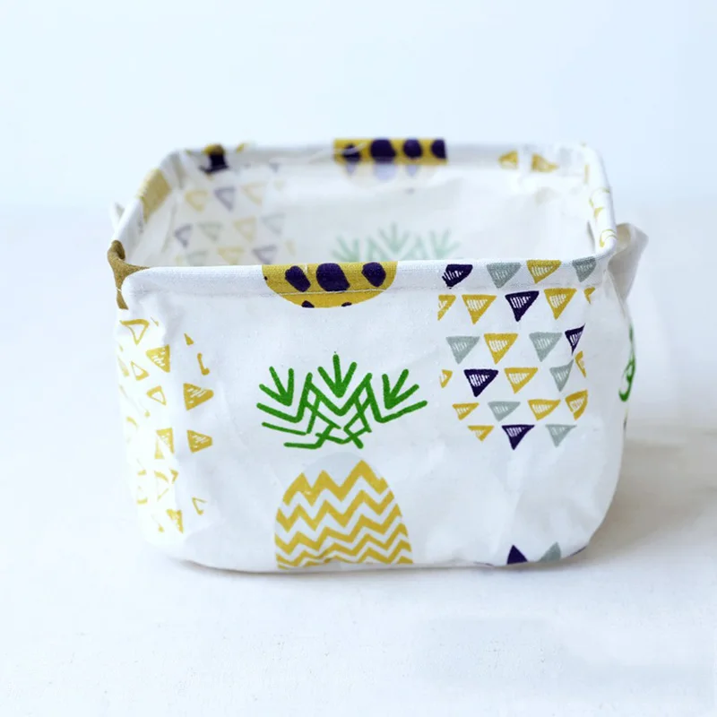 Yellow Pineapple MICCK новая корзина для хранения игрушек косметический Органайзер кухонные принадлежности для рабочего стола сумка из хлопка и льна Водонепроницаемая тканевая корзина для белья - Цвет: Yellow Pineapple