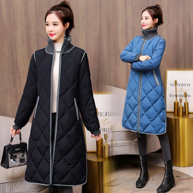 

2019 Autumn & Winter New Style Thick Loose Straight Slim Fit Slimming Elegant Solid Color Coat Cotton-padded Clothes Women's Mid