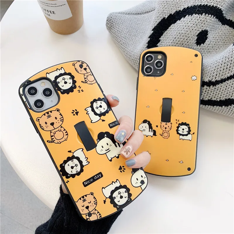 

Zoo Park Lion Tiger Zebra Invisible Ring Stand Phone Case Back Cover For iphone 7 8 Plus X XR XS Max 11 Pro Max Case