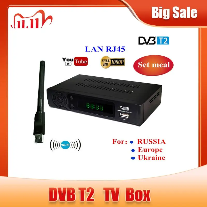 2020 HD 1080P DVB T2 цифровой приемник сигнала телеприставка наземный h.264 ТВ тюнер с