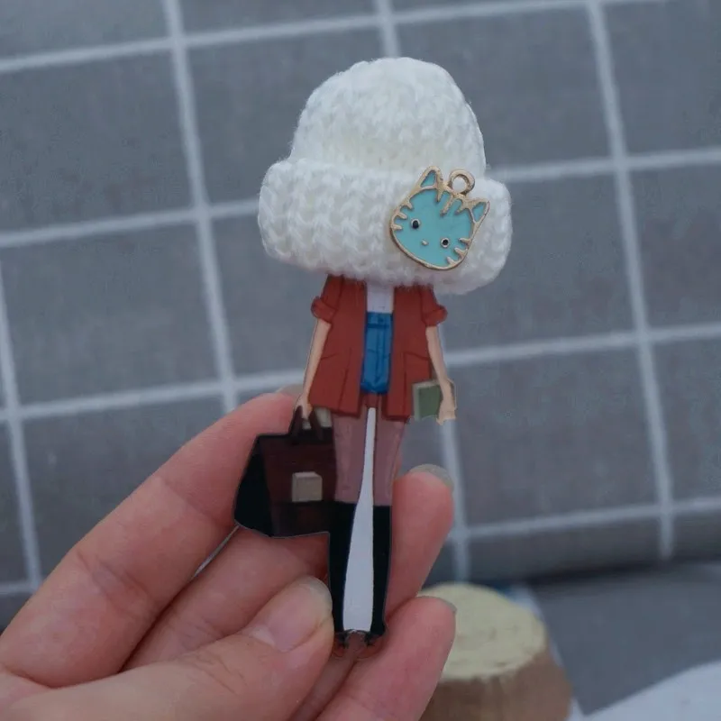 Шерстяная шляпа бокал для вина, брошь в виде kawaii значки булавки для одежды в стиле Харадзюку аксессуары украшения - Окраска металла: 123