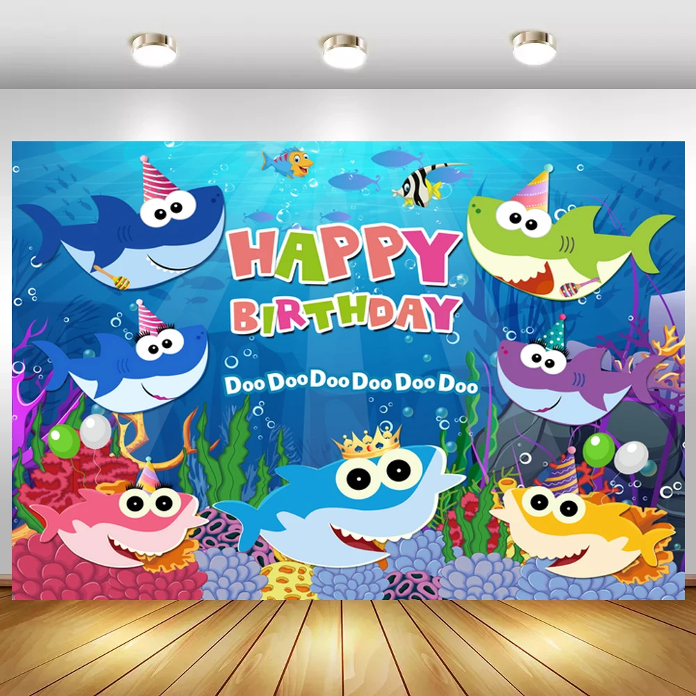 Фон для фотографирования новорожденных с короной и изображением маленьких акул