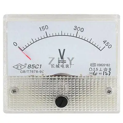 

Plastic Shell Class 2.5 Accuracy Analog DC 450V Voltmeter Panel